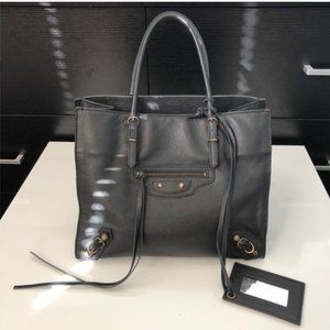 Balenciaga mini papier leather tote bag